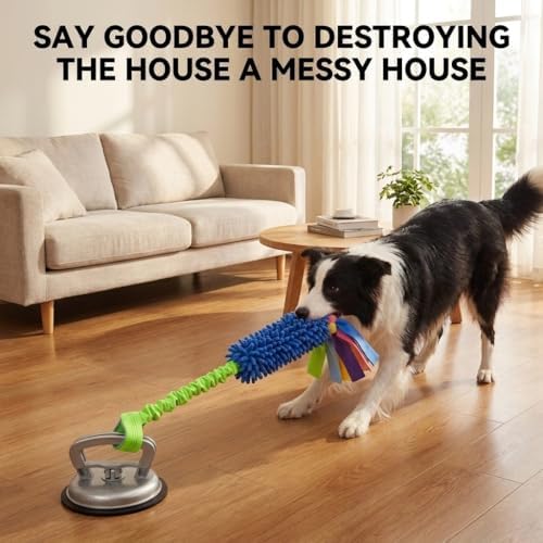 Dog Tug Toy, Self-Play Interactive Teeth Cleaning Toy for Boredom Relief, Chew Toy for Small Medium Dogs, 23.6" Rope for Aggressive Chewers (Blue)