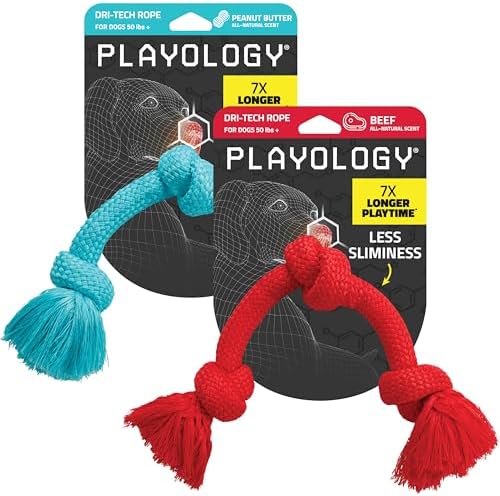 Playology Tug Rope Dog Toys for Large Breed Dogs - Jumbo Variety Pack