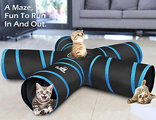 Pawaboo Cat Tunnel Tube 5 Way Tunnels, Blue, 25x53cm