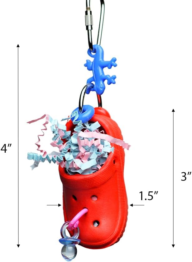 Croc-Fetti Shreddable Bird Toy, Colorful Foraging Chew Toy with Confetti for Parakeets, Conures and Small Parrots, 3x1.5 Inch