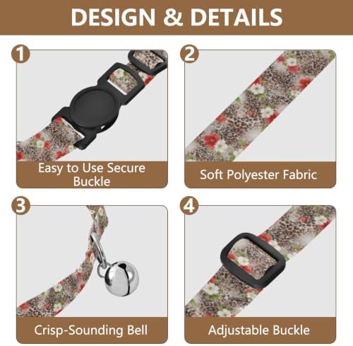 Animal Prints Leopard Cat Collars 2 Pack Cat Neck Collar Adjustable 10.6 to 17.1 Inches