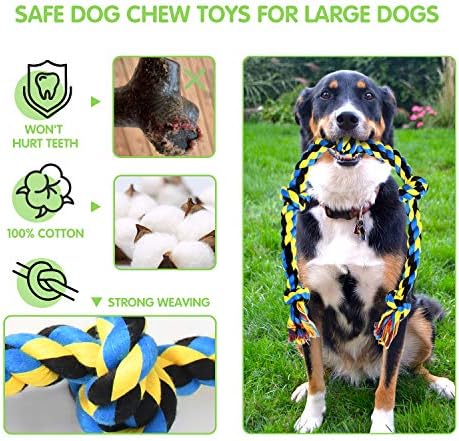 SHARLOVY Large Tough Chew Toys for Aggressive Chewers, 9 Pack Dog Rope Toys