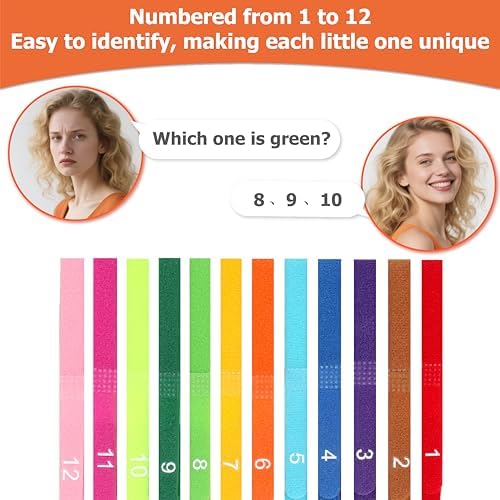Newborn Puppy Collar Set of 12 with Numbered Tags & Weight Tracker Chart, Soft Adjustable Kitten Collar, Puppy Collars for Litter, Whelping Supplies for Kitten Small Dogs (S/M/L) (M)