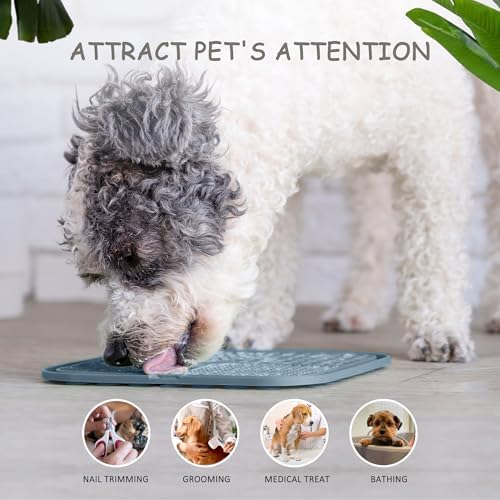ChefAide 2 Pack Lick Mat for Dogs,Cats,Upgraded 8.5×8.5 inches Licking Mats with Suction Cups,Slow Feeder Licking Pad for Anxiety Relief and Boredom Reducer,Suitable for Dog Training Set 9