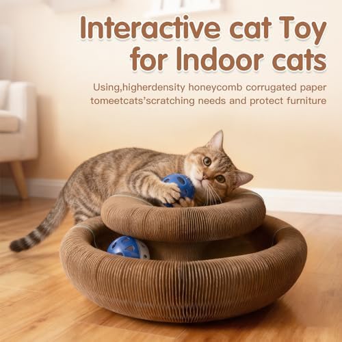Extensible Magnetic Cat Scratcher Cardboard Toy with Bell Ball