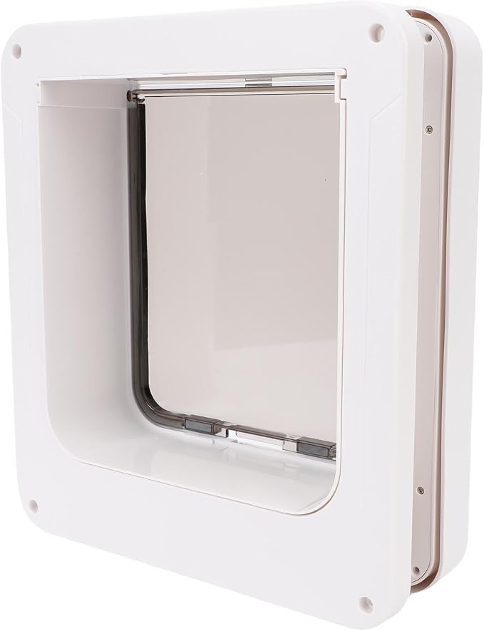 Hidyliu Smart Cat Door, Automatic Sensing Collar Activated Pet Door with 2 Way Entry for Home, High Grade Plastic Safety Guard