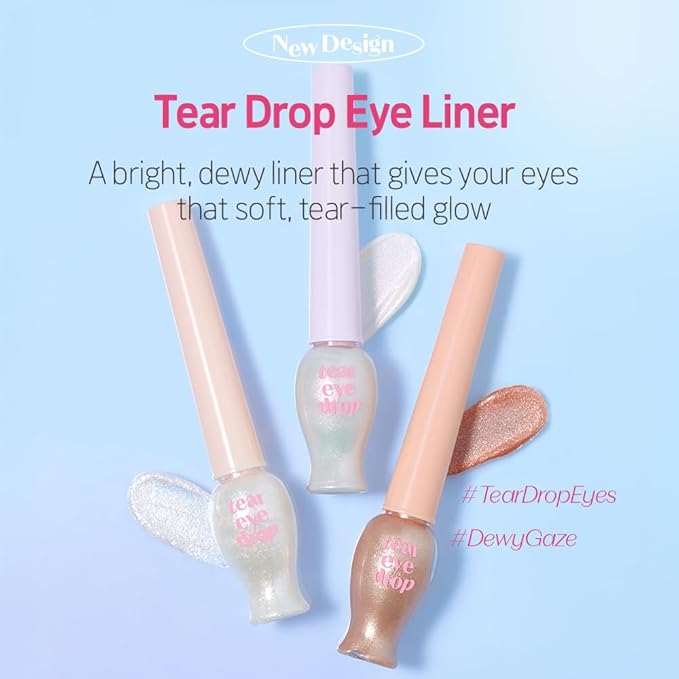 ETUDE Tear Drop Eye Liner #4 Sun Light (21AD) | Long-Lasting Liquid Glittering Eye Liner to Make Your Eyes Sparkle | K-Beauty