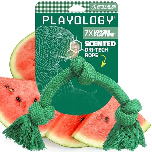 Playology Tug Rope Dog Toys for Large Breed Dogs - Jumbo, Watermelon Scent