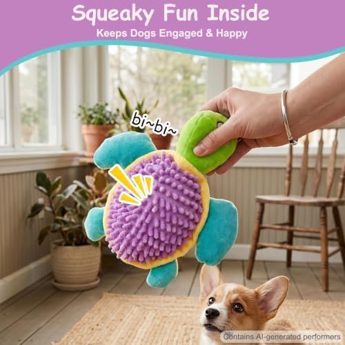 Squeaky Plush Turtle Dog Toy – Interactive Chew & Cuddle