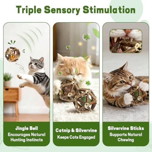 Silvervine Cage Balls Cat Chew Toy with Catnip, 3 Pack