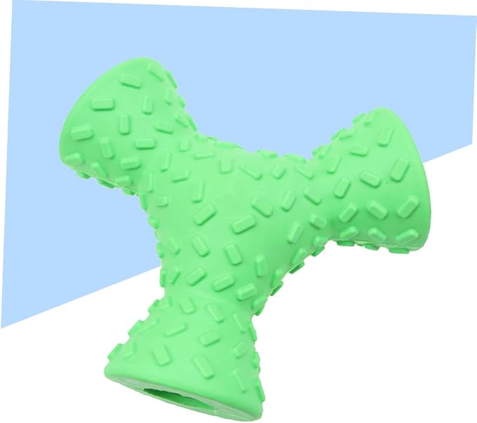FOMIYES 3 Hole Dog Chew Toy for Tooth Cleaning, Rubber, Green