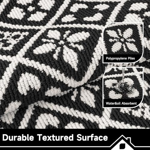 Ileading Hallway Runner Rug 2x10 ft,Washable Indoor Black Entryway Carpet with Non Slip Rubber Backing,Low Pile Heavy Duty Kitchen Floor Mat for Entrance & High Traffic Areas
