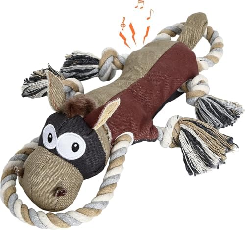 IOKHEIRA Dog Toys for Aggressive Chewers,Tough Indestructible Dog Toys,Squeaky Toys for Large Dogs,Durable Dog Chew Toys (Auburn)