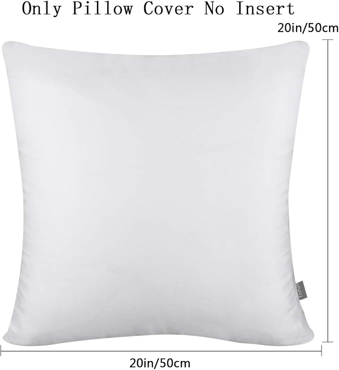 Thmyo 4-Pack 100% Cotton Comfortable Solid Decorative Throw Pillow Case, Square Cushion Cover Pillowcase Sublimation Blank Pillow Covers Valentines Day DIY Throw Pillowcase(20x20inch/50x50cm,White)