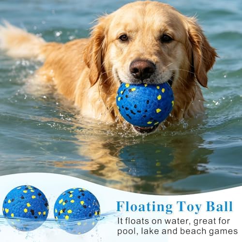 Idepet Dog Toy Ball Tennis Balls for Aggressive Chewers,Nontoxic Bite Resistant Toys ETPU High-Bounce Floating Fetch Toys for Teething for Small Medium Dogs (Blue&Blue, 4 Balls-2.75in)