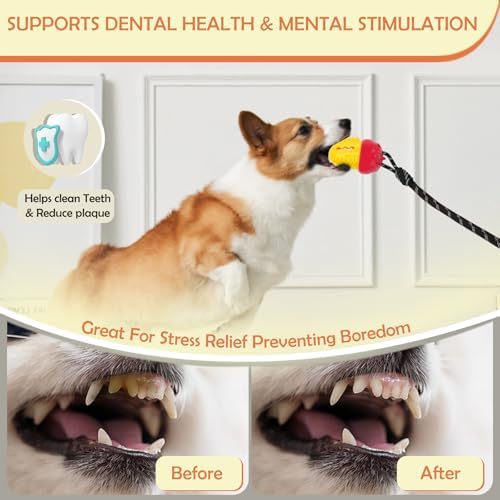 Interactive Dog Puzzle Toy,Cognitive Dogs Toy to Stimulate Their Brain, Treat Dispensing Toys with Slow Feeder, Suction Cup Toys,Red Yellow
