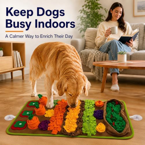 Snuffle Mat for Dogs – Extra Large 32'' x 20'', Washable Slow Feeder Dog Toy, Durable Interactive Dog Puzzle for Mental Stimulation & Nosework Training, with Anti-Slip Suction Cups