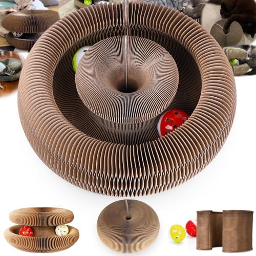 Interactive Cat Toy & Cardboard Cat Scratcher, Round Single-Layer Track