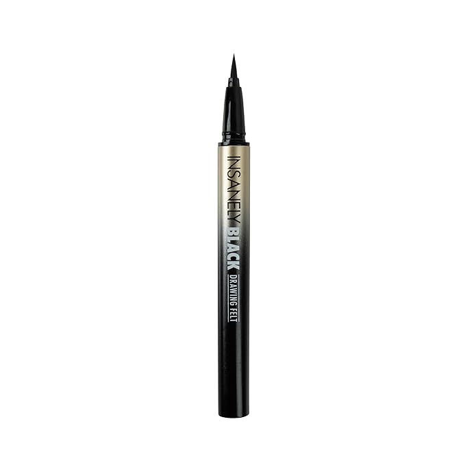 Absolute New York MELL01 Insanely Black Drawing Felt Liquid Eyeliner, Waterproof and Smudegeproof, Long Lasting, Contact Lens Friendly Liquid Eyeliner