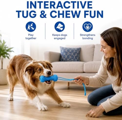 Paw Motion Dog Dental Toy, Dual-Action Rope Chew Toy for Teeth Cleaning, Interactive Tug Toy with Textured Knots, Puppy Training Toy for Small Medium Large Dogs，1 Pack
