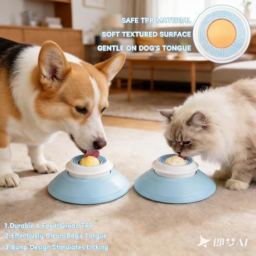 2026 New Dog Lick Ball, Slow Feeder Treat Dispenser, Non-Slip Interactive Enrichment Licking Toy for Dogs and Cats, Puzzle Food Dispensing Sphere (Yellow)