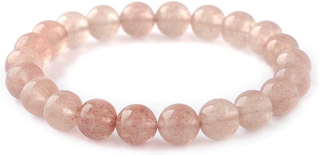 8mm Natural Gemstone Beaded Bracelet for Women, Dainty Round Crystal Stretch Bracelets, Spiritual Healing & Calming Stone Jewelry Gift
