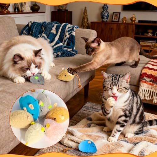 24 Pack 2.36" Colorful Cat Mouse Toy with Catnip for Indoor Cats