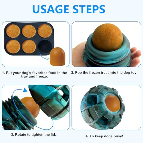 Yipetor Frozen Treat Dispensing Dog Toy - Large Chew Toy, Freezable Fillable Rubber, Reduces Anxiety, Easy to Clean, Interactive Puzzle (Large) (Pack of 2)