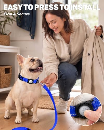 Padded Dog Collar with Waterproof Holder Compatible with Airtag