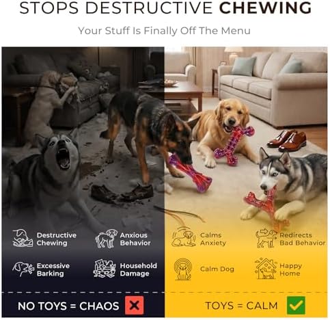 Kseroo 3-Pack Beef Flavored Dog Chew Toys for Aggressive Chewers, Red-XL