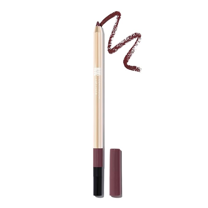 MAKE Beauty Continuum Lip Liner – Long Lasting Creamy Liner with Velvet Matte Finish – Includes Built-In Sharpener and Blending Brush – Highly Pigmented Burgundy Brown Lip Color – Shade, Momentum