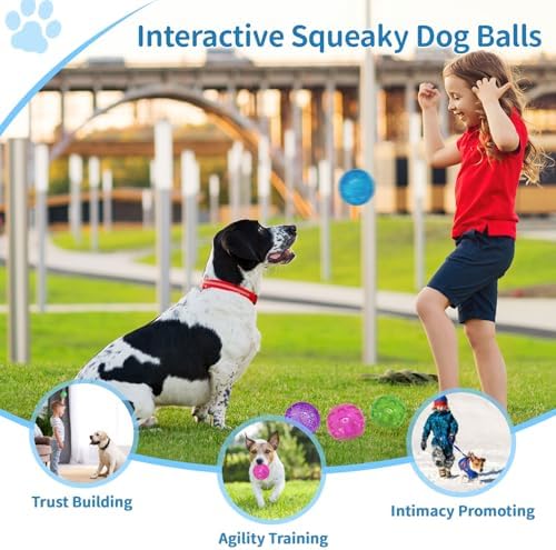 RICHIE Ultra Durable Squeaky Dog Balls 3 Inch for Large Medium Dogs, Tough Chew Toys for Aggressive Chewers, Floating Fetch Balls for Pool Play, Teeth Cleaning Dog Toys 3 Pack Red + Red + Purple
