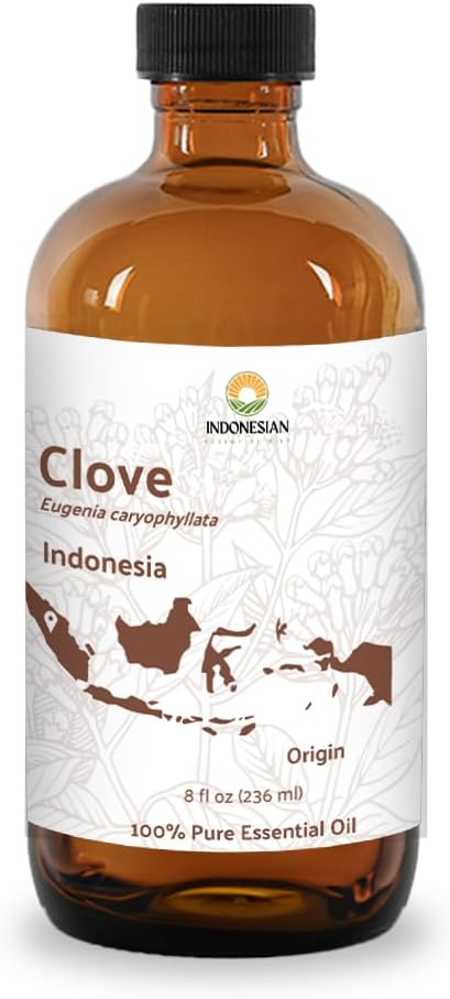 Clove Essential Oil - 100% Pure Steam Distilled Natural Aceite de Clavo from Indonesia for Aromatherapy & Wellness - Premium Grade (8oz)