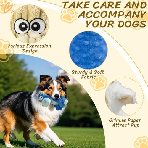 Squeaky Stuffed 3 Pack Dog Toys, Chew Crinkle for Large Medium Small Breeds