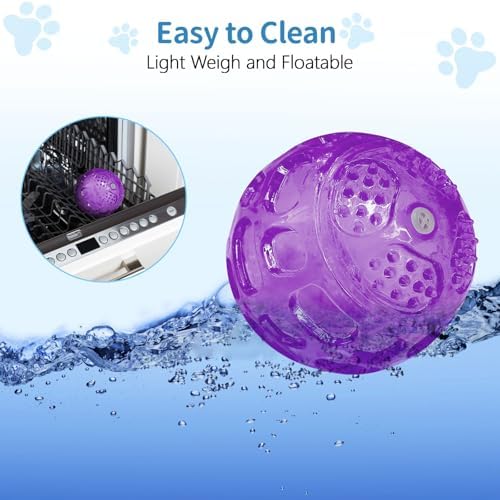RICHIE Ultra Durable Squeaky Dog Balls 3 Inch for Large Medium Dogs, Tough Chew Toys for Aggressive Chewers, Floating Fetch Balls for Pool Play, Teeth Cleaning Dog Toys 2 Pack Red + Green