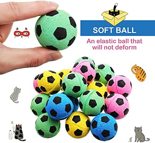 Skylety 32 Pcs Cat Soccer Ball Toys Foam Soccer Cat Toy Kitten Pet