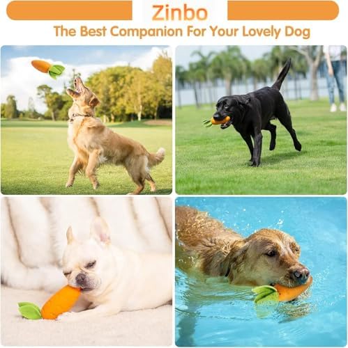 Tough Dog Toys for Aggressive Chewers, Indestructible Dog Chewers for Medium & Large Breeds, Squeaky Rubber Chew Toys to Keep Them Busy, Reduce Boredom, Teeth Cleaning, Milk Flavor (Carrot)