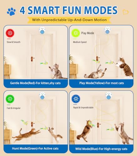 Interactive Cat Toys for Indoor Cats, Remote & 4Modes Automatic Flying Bird