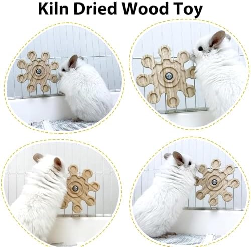 2Pcs Rotating Chinchilla Chew Toys, Kiln-Dried Wood for Teeth Care
