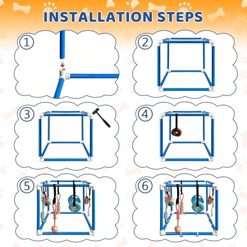 Puppy Play Gym & 8 Toys (Blue,19.6″ x 19.6″ x 19.6″‌)