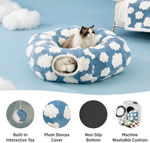 Lesure Donut Cute Jacquard Cat Tunnel Bed Kitten Toys for Puppy Bunny