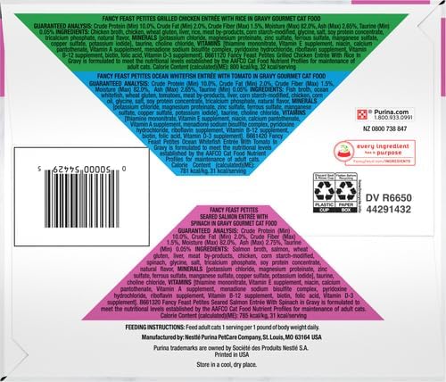 Fancy Feast Purina Gourmet Wet Cat Food Variety Pack,Petites Gravy Collection,Break-Apart tubs,48 Servings - 2.8 oz. Tubs,(Pack of 24)