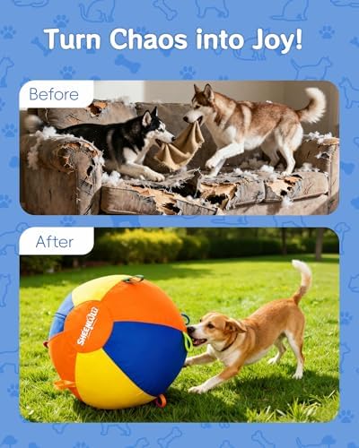 Herding Ball for Dogs, 22'' Dog Training Balls with Straps for Australian Shepherd, Border Collie, Cattle Dog, Large Breed Outdoor Play