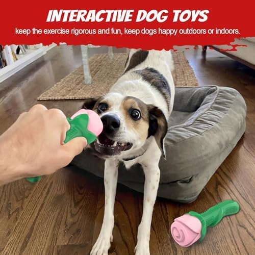 ucho Dog Toys for Aggressive Chewers, Dog Toy for Dogs, Interactive Chew Toys for Training and Cleaning Teeth (Champagne, Roses)