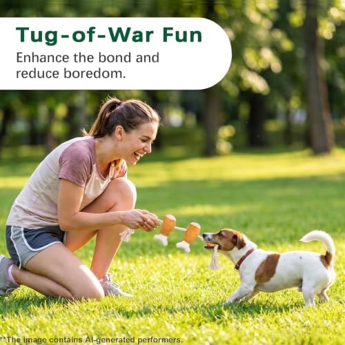 Drumstick Dog Rope Toy, Squeaky Plush Tug for Small Medium Dogs