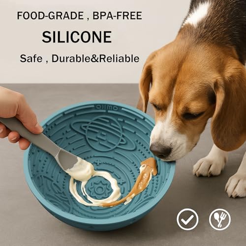 OHMO Slow Feeder Bowl & Lick Mat for Dogs, Galaxy Design, 6.3", Light Blue