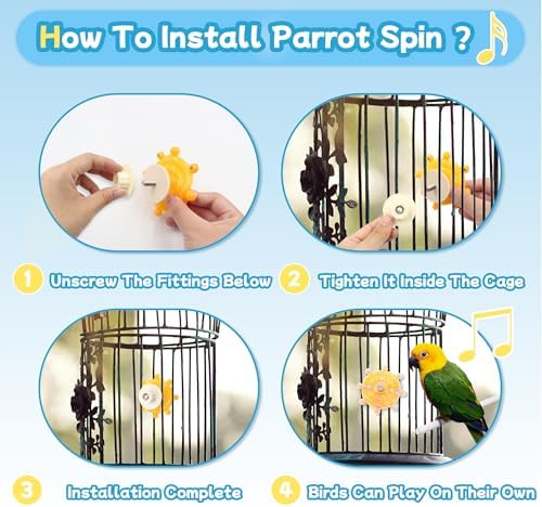2 Colors Bird Toys for Parrots, Small Bird Cage Toys with Spinning Rattle