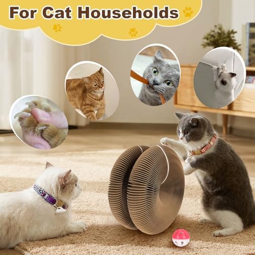 Kitty Curls Cat Toy, Magic Organ Cat Scratching Board with Bell-Ball