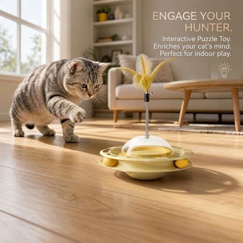 Interactive Cat Toy Puzzle Feeder Slow Feeder Treat Dispenser Toy (biue)