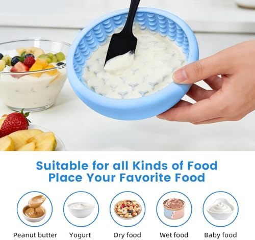 Dog Lick Bowl,Freezeable Anxiety Relief Non-Slip Silicone Treat Bowl,Durable Anti-Choking Long-Lasting Enrichment Slow Feeder Licking Mat for Mediuml Large Breed, BPA Free Silicone Dishwasher Safe